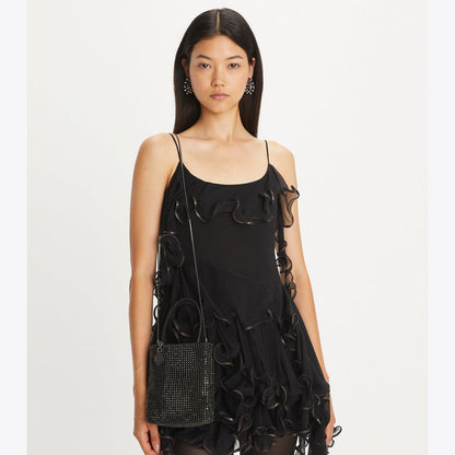 Tory Burch Night Owl Crystal-Embellished Mini Tote Black