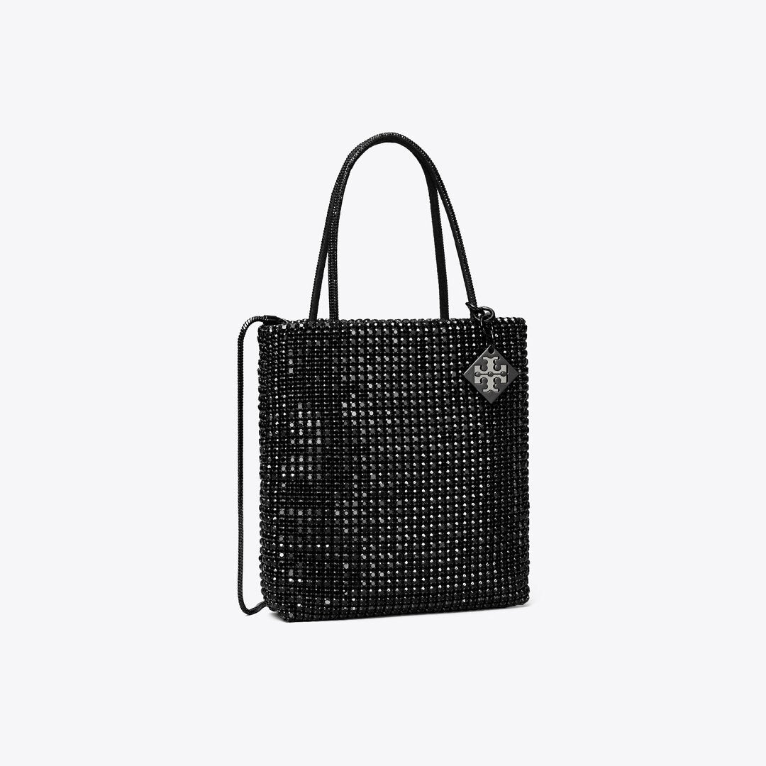 Tory Burch Night Owl Crystal-Embellished Mini Tote Black