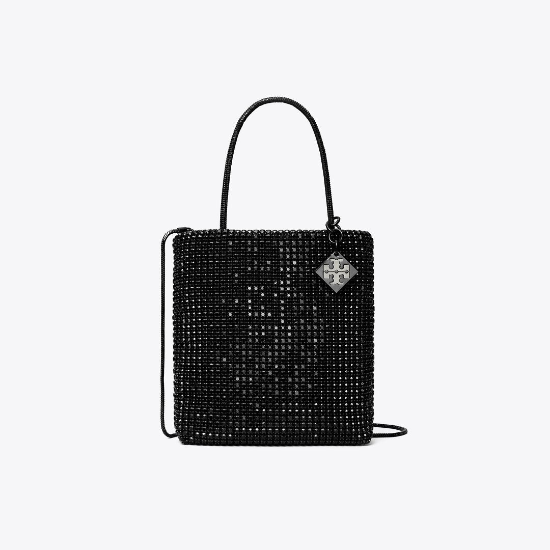 Tory Burch Night Owl Crystal-Embellished Mini Tote Black