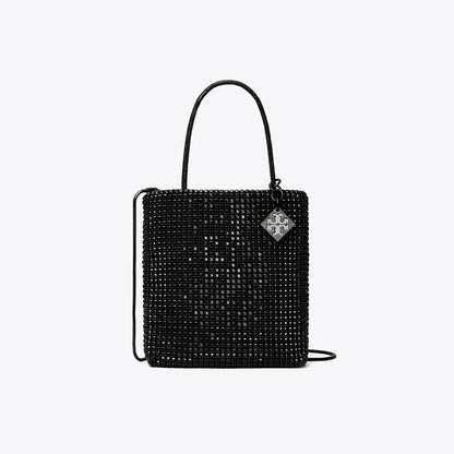Tory Burch Night Owl Crystal-Embellished Mini Tote Black
