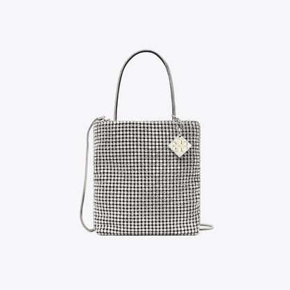 Tory Burch Night Owl Crystal-Embellished Mini Tote Silver