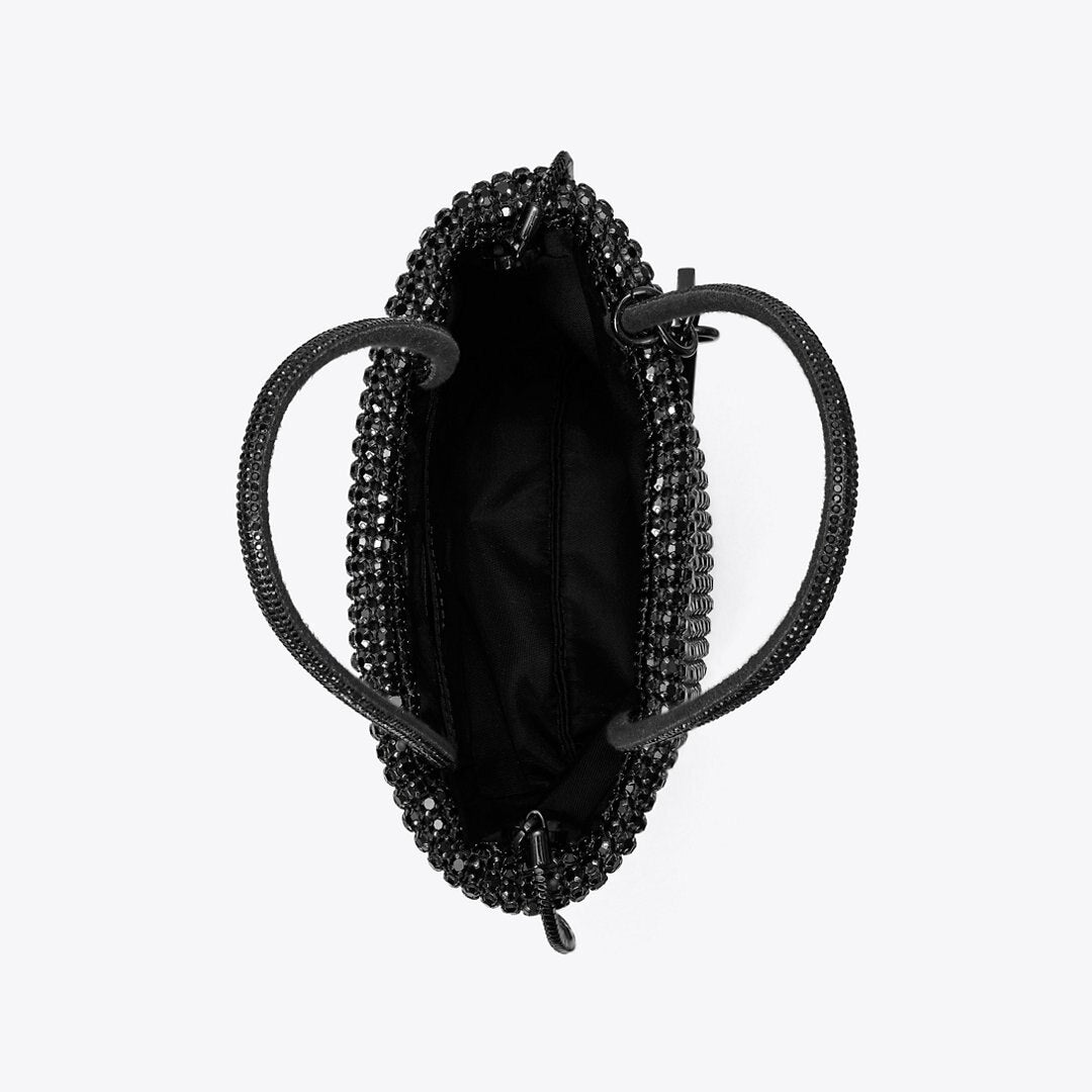 Tory Burch Night Owl Crystal-Embellished Mini Tote Black