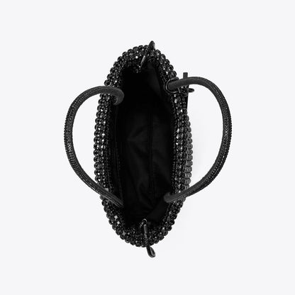 Tory Burch Night Owl Crystal-Embellished Mini Tote Black