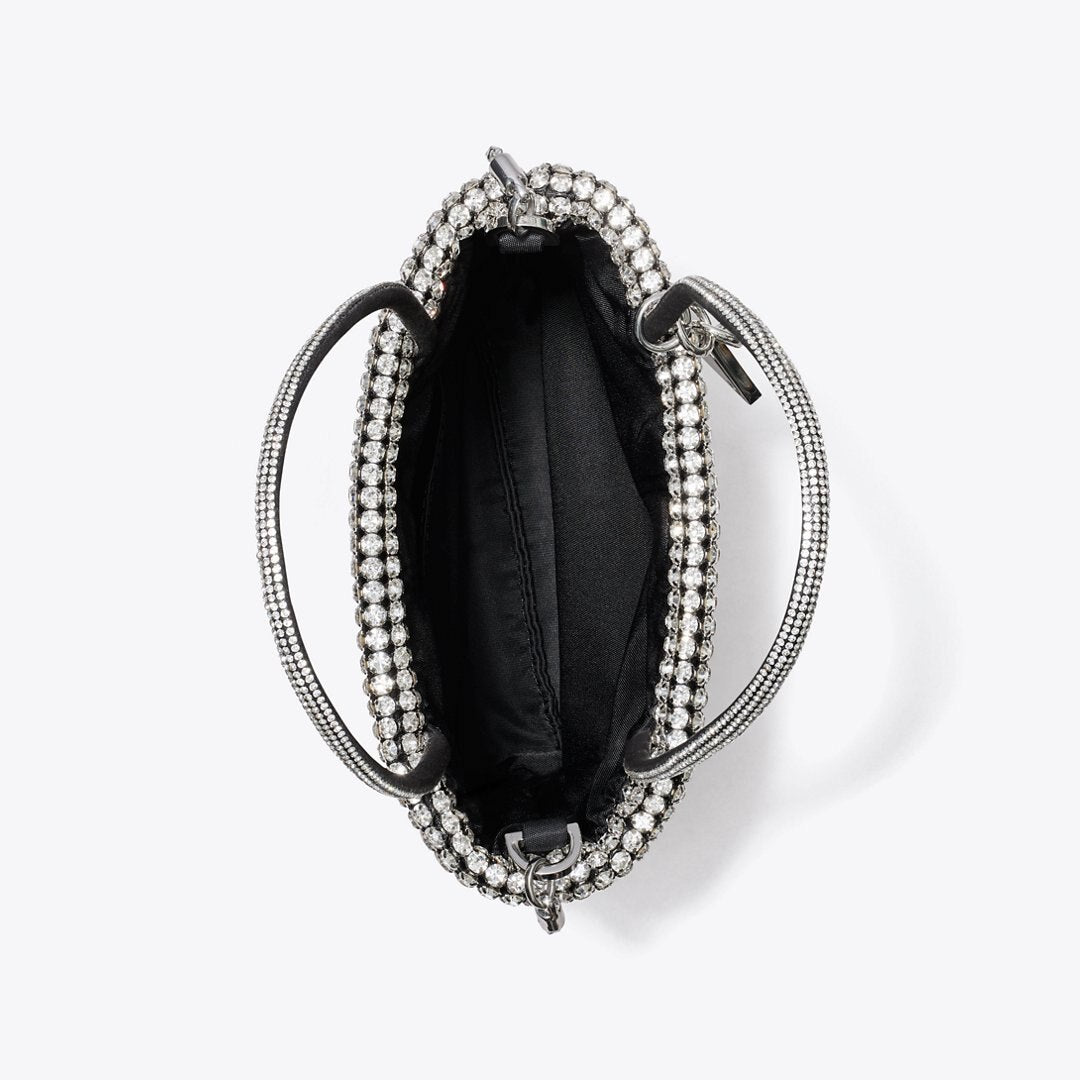 Tory Burch Night Owl Crystal-Embellished Mini Tote Silver