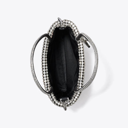 Tory Burch Night Owl Crystal-Embellished Mini Tote Silver