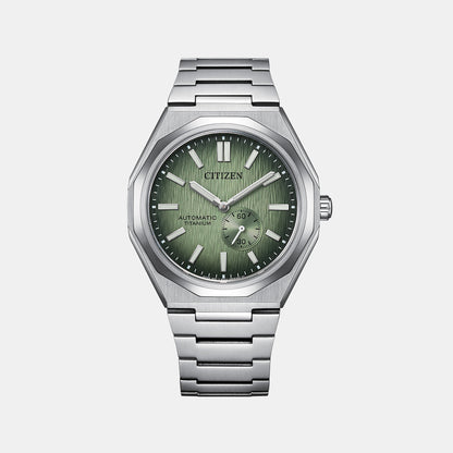 Citizen Zenshin Men Automatic Green Dial Analog Titanium Watch Nk5020-58X