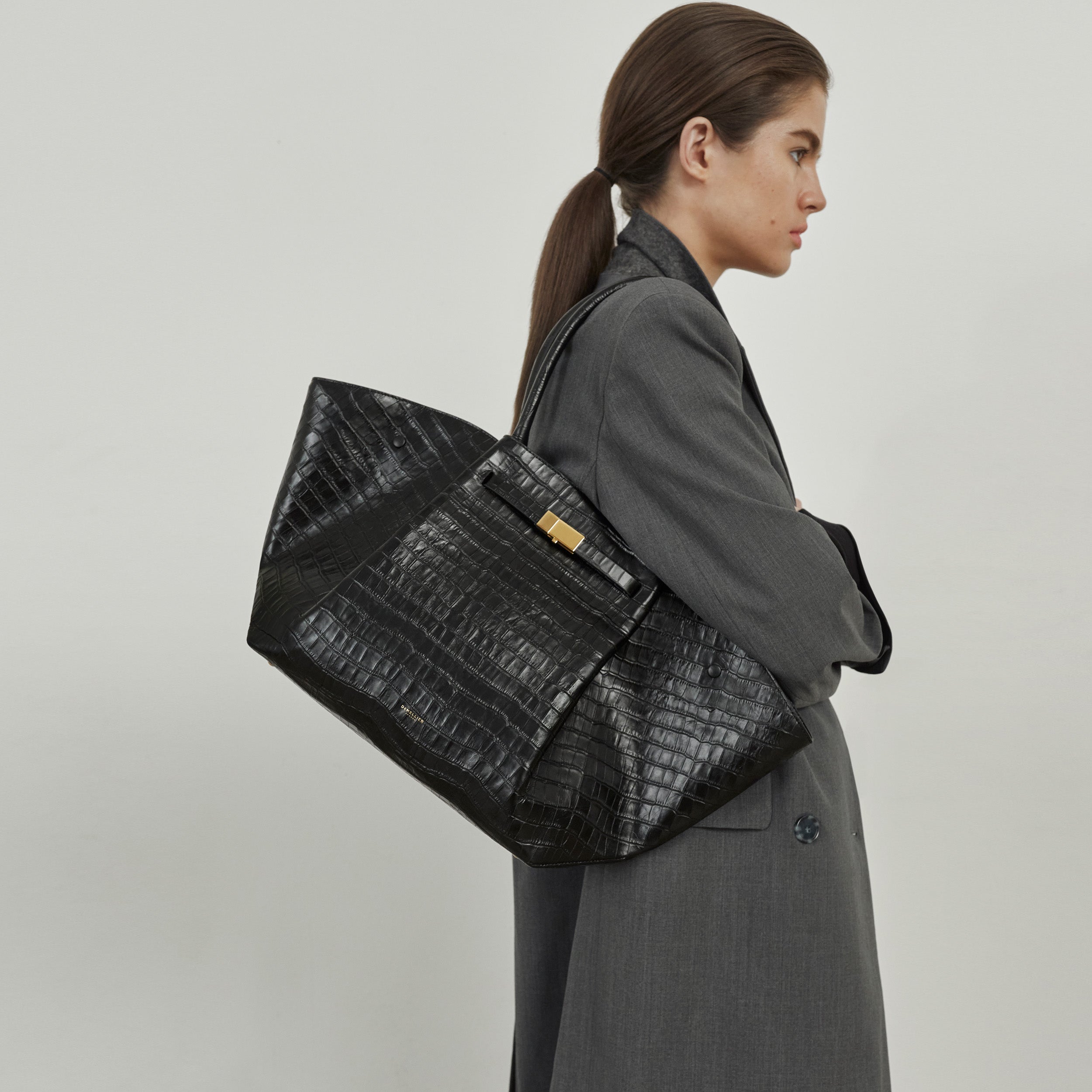 DeMellier The New York black croc-effect