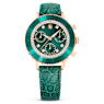 Swarovski Octea Chrono Watch Swiss Made Leather Strap Green Rose Gold-Tone Finish SW5672931
