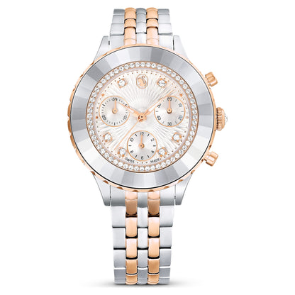 Swarovski Octea Chrono Watch Swiss Made Metal Bracelet Rose Gold Tone Mixed Metal Finish SW5672937