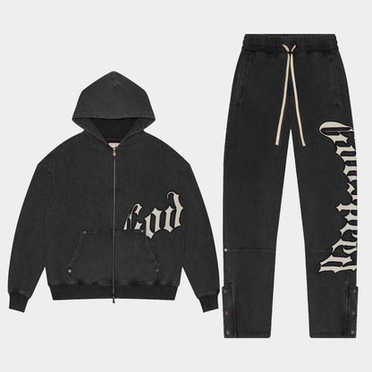 Godspeed Og Logo Sweatsuit V2 (Black Washed)
