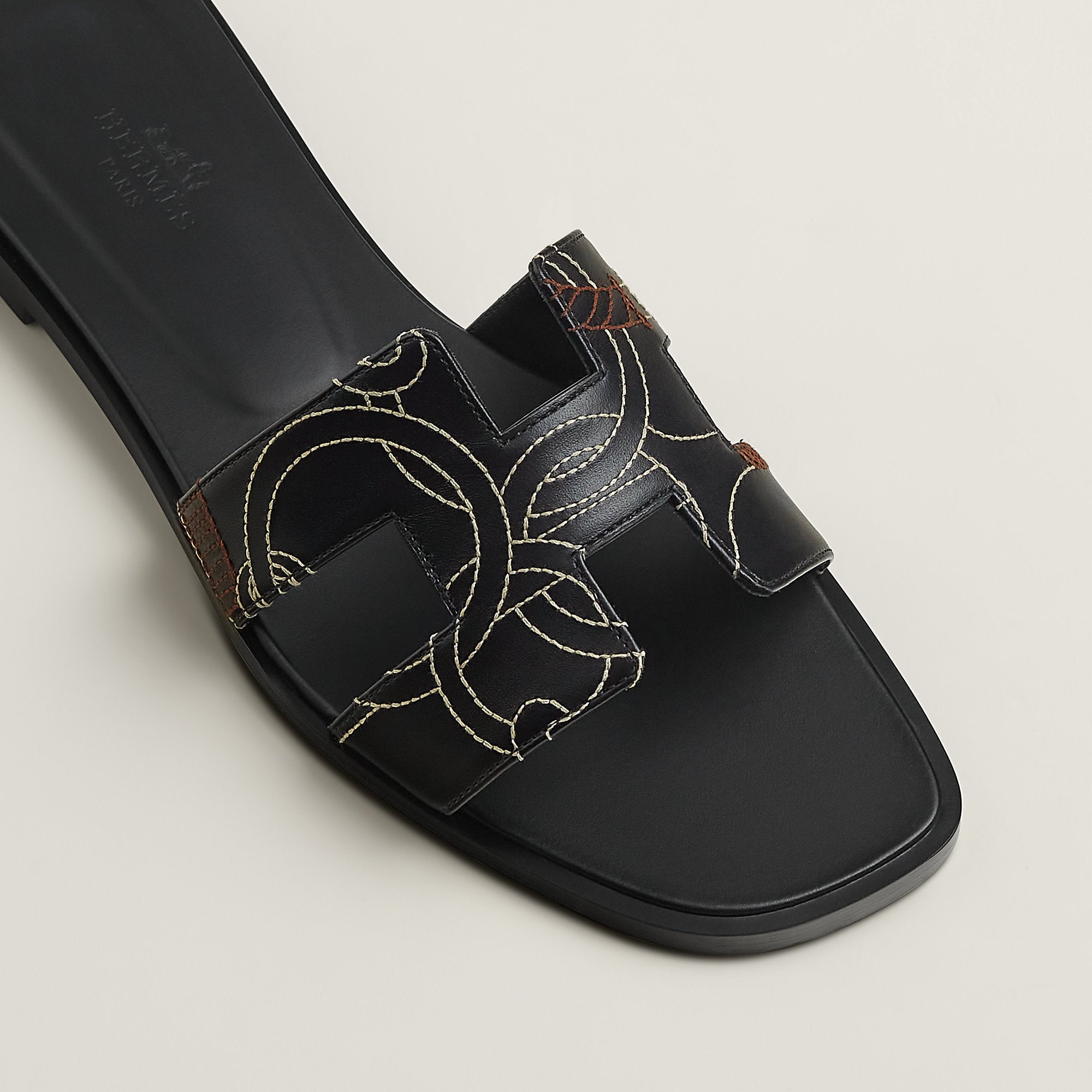  Hermes Oran Sandal Noir