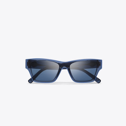 Tory Burch Outlined Rectangle Sunglasses TRANSPARENT NAVY/DARK BLUE