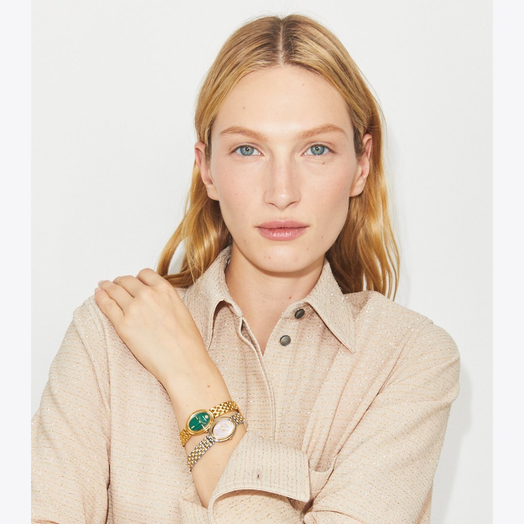 Tory Burch Oval Watch LIGHT PINK TINTED MOP/TWO-TONE