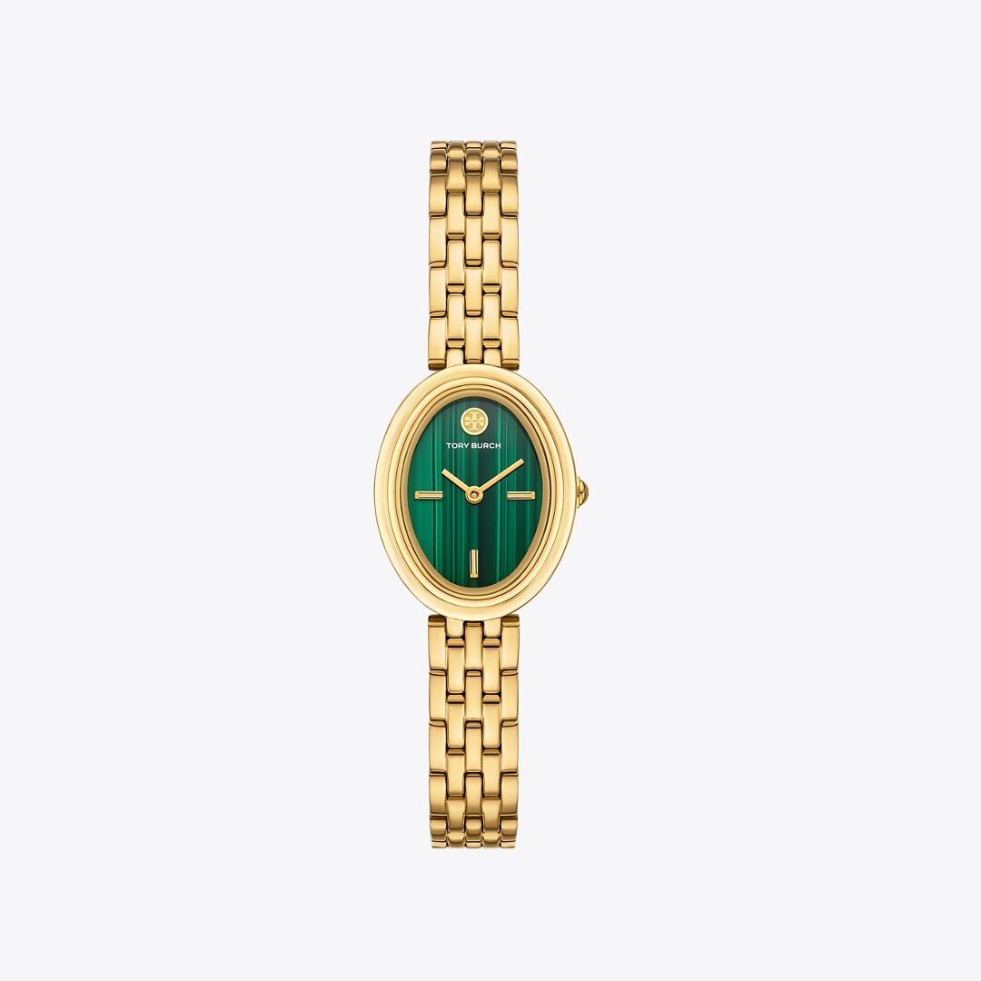 Tory Burch Oval Watch MALACHITE/GOLD