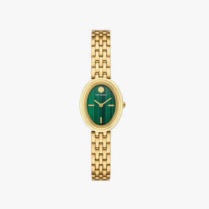 Tory Burch Oval Watch MALACHITE/GOLD