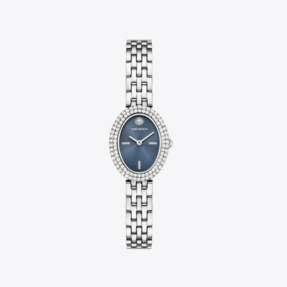 Tory Burch Oval Watch BLUE/STONES/SILVER
