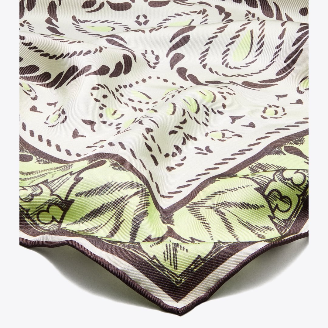 Tory Burch Oversized Cockatoo Bandana Square Scarf Mint Cockatoo