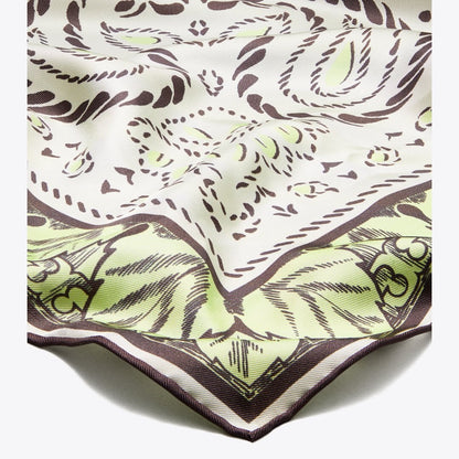 Tory Burch Oversized Cockatoo Bandana Square Scarf Mint Cockatoo