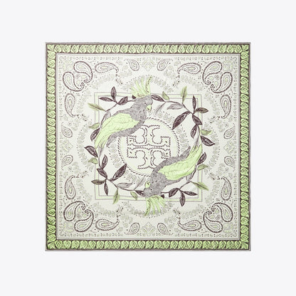 Tory Burch Oversized Cockatoo Bandana Square Scarf Mint Cockatoo