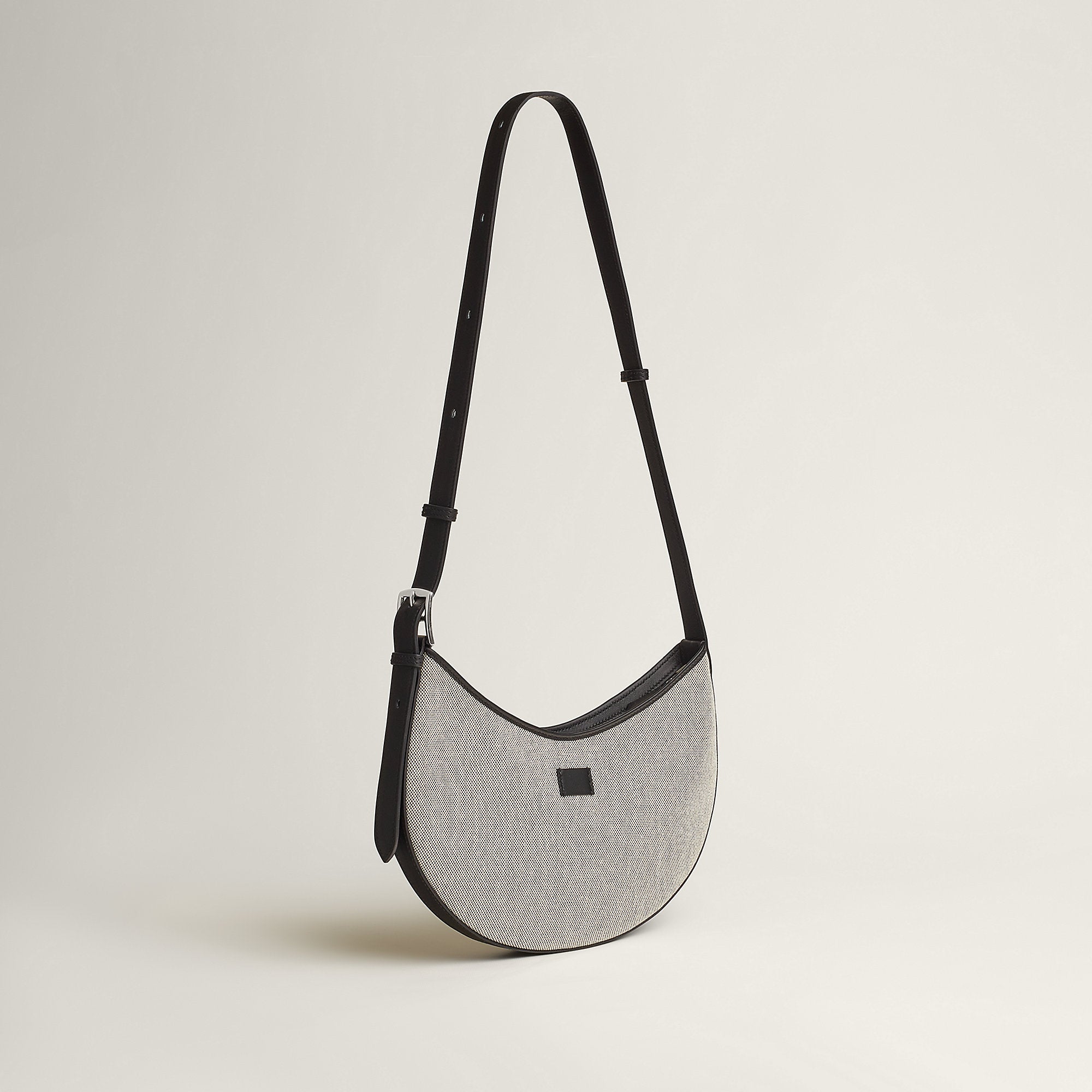  Hermes P'Tit Arcon Toile & Cuir Bag Cru Noir