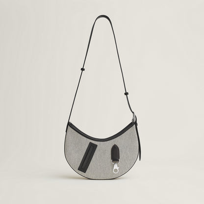  Hermes P'Tit Arcon Toile & Cuir Bag Cru Noir