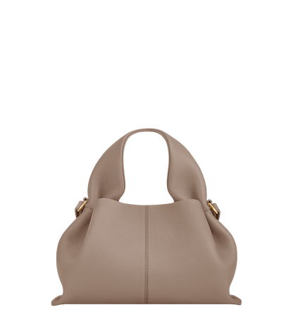 Polene Numero Neuf Mini bag in textured taupe calf leather