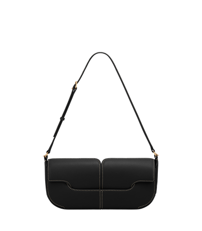 Polene Osmo Smooth Black with Ecru Stitching