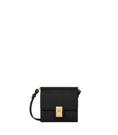 Polene Numero Sept Crossbody Wallet Textured Black