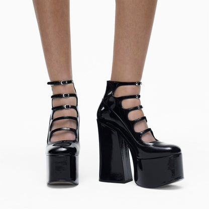  Patent Leather Kiki Ankle Boots Black
