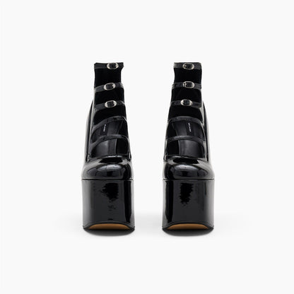  Patent Leather Kiki Ankle Boots Black