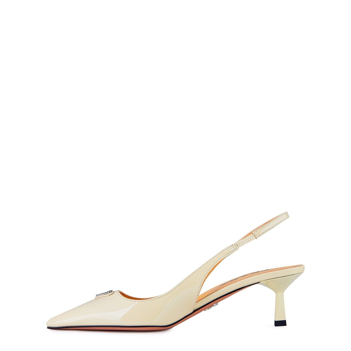  Patent-Leather Slingback Pumps Avorio F0304
