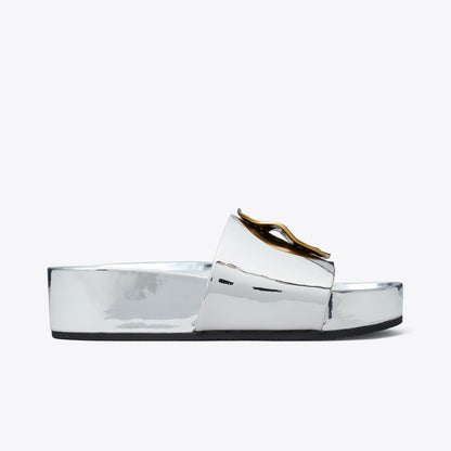 Tory Burch Patos Mismatched Platform Slide ARGENTO