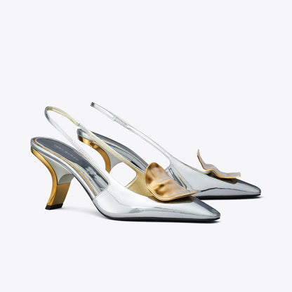 Tory Burch Patos Mismatched Slingback Heel ARGENTO / GOLD
