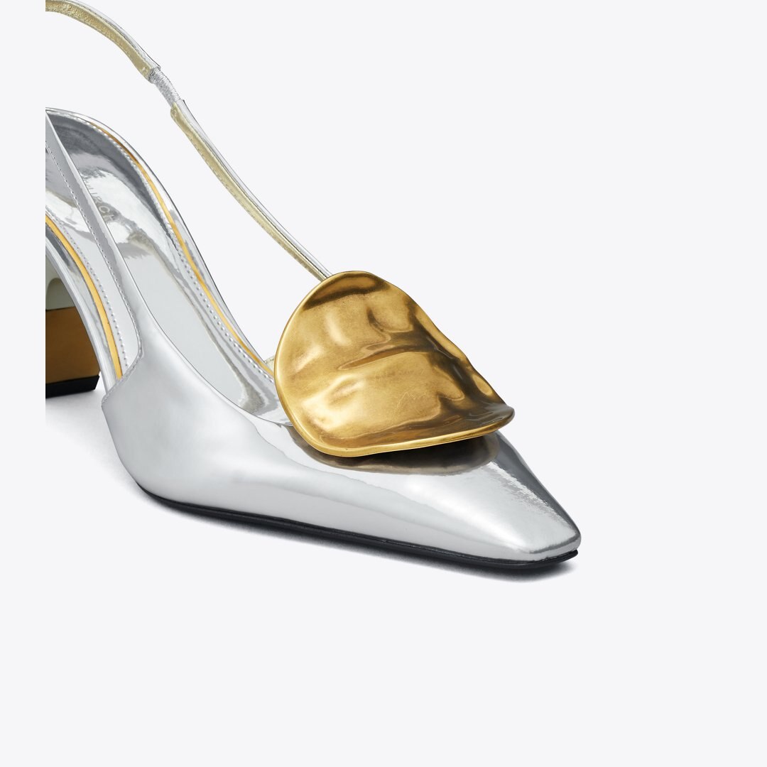 Tory Burch Patos Mismatched Slingback Heel ARGENTO / GOLD