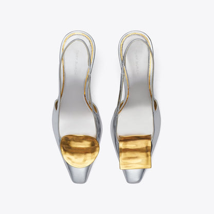 Tory Burch Patos Mismatched Slingback Heel ARGENTO / GOLD