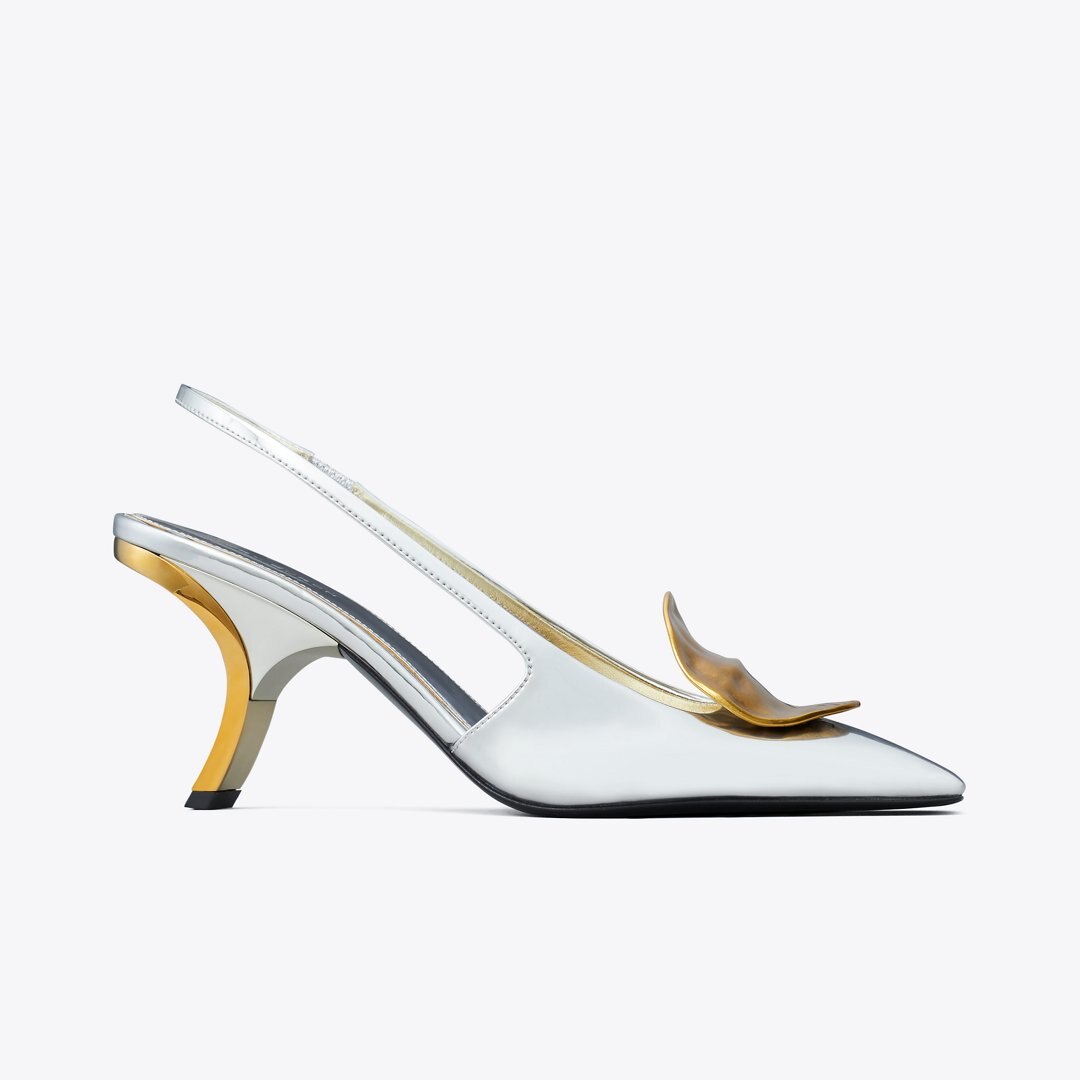 Tory Burch Patos Mismatched Slingback Heel ARGENTO / GOLD