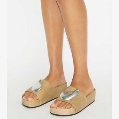 Tory Burch Patos Platform Slide CHATEAU GRAY / SILVER