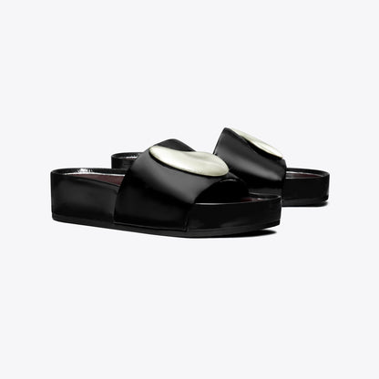 Tory Burch Patos Platform Slide PERFECT BLACK / SILVER