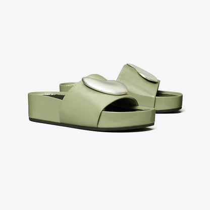 Tory Burch Patos Platform Slide LIGHT JADE / SILVER