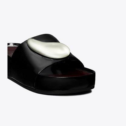 Tory Burch Patos Platform Slide PERFECT BLACK / SILVER