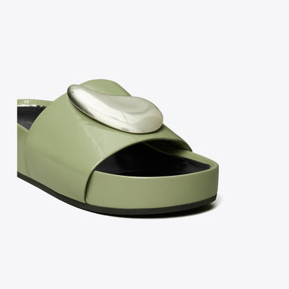 Tory Burch Patos Platform Slide LIGHT JADE / SILVER
