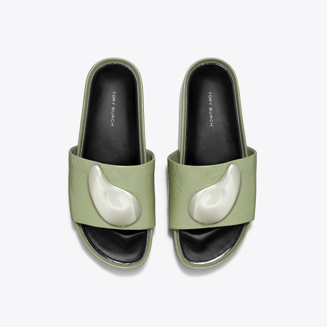 Tory Burch Patos Platform Slide LIGHT JADE / SILVER