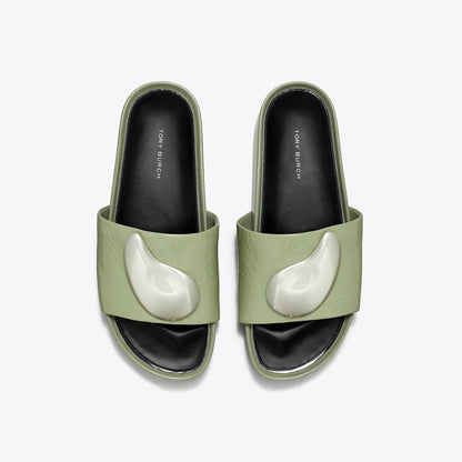 Tory Burch Patos Platform Slide LIGHT JADE / SILVER