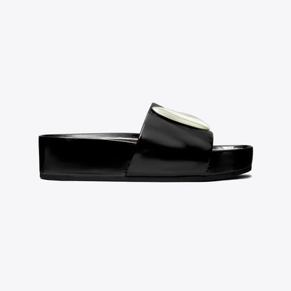 Tory Burch Patos Platform Slide PERFECT BLACK / SILVER