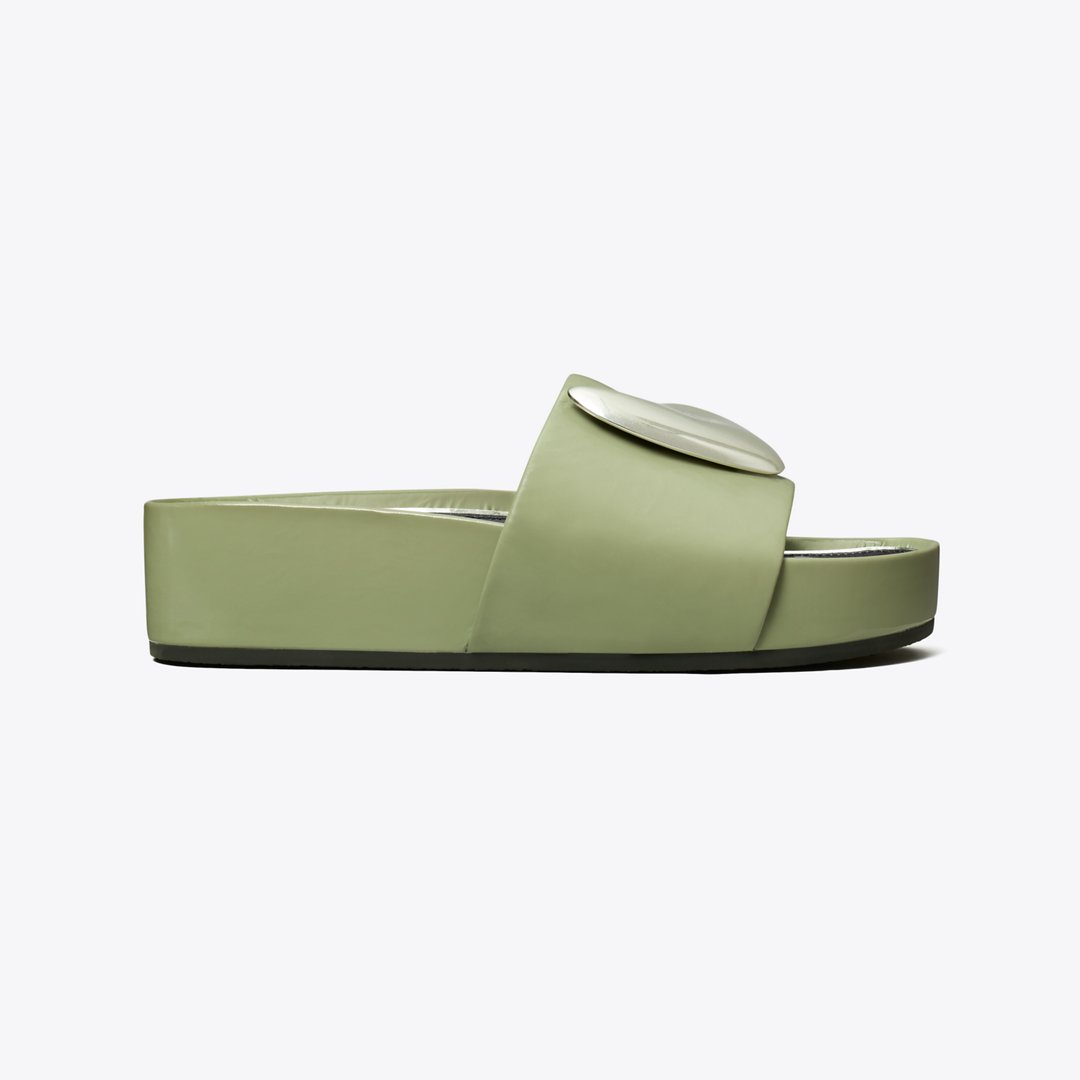 Tory Burch Patos Platform Slide LIGHT JADE / SILVER