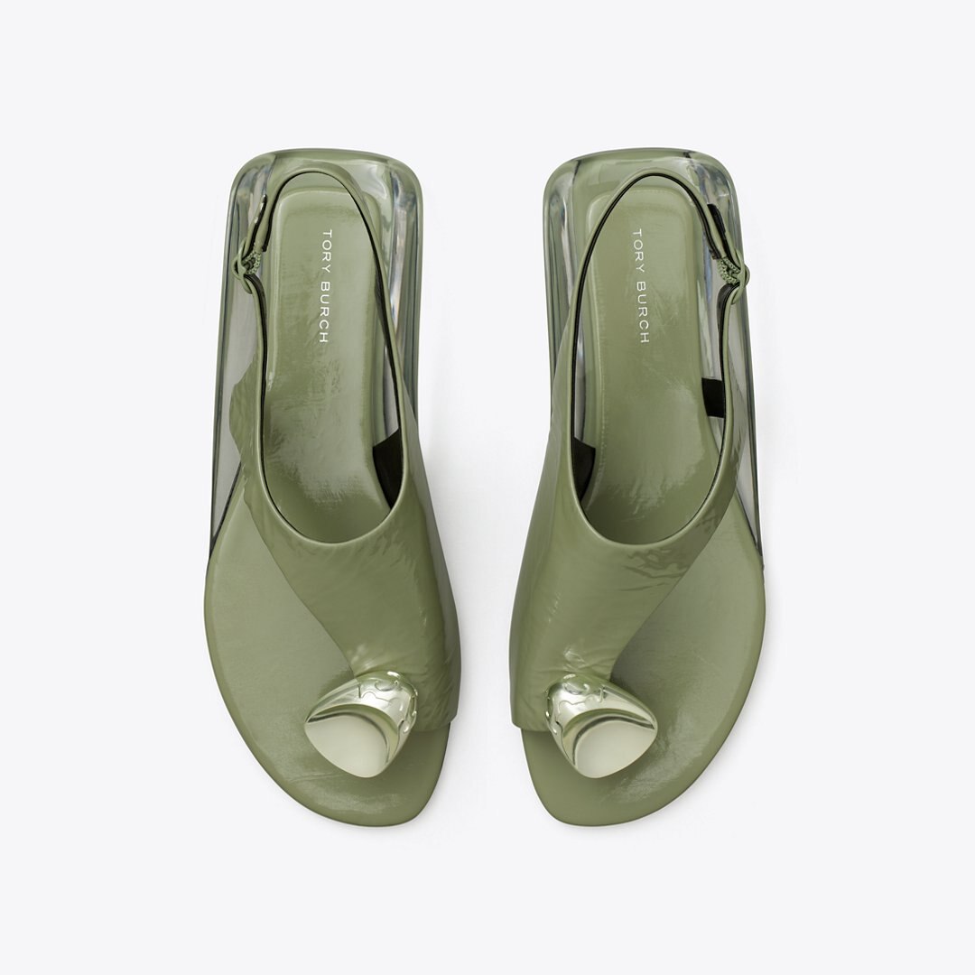 Tory Burch Patos Slingback Sandal LIGHT JADE / SILVER