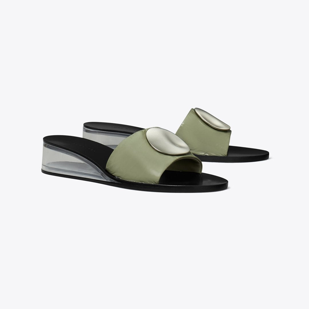 Tory Burch Patos Wedge Slide LIGHT JADE / SILVER