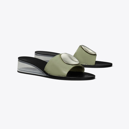 Tory Burch Patos Wedge Slide LIGHT JADE / SILVER