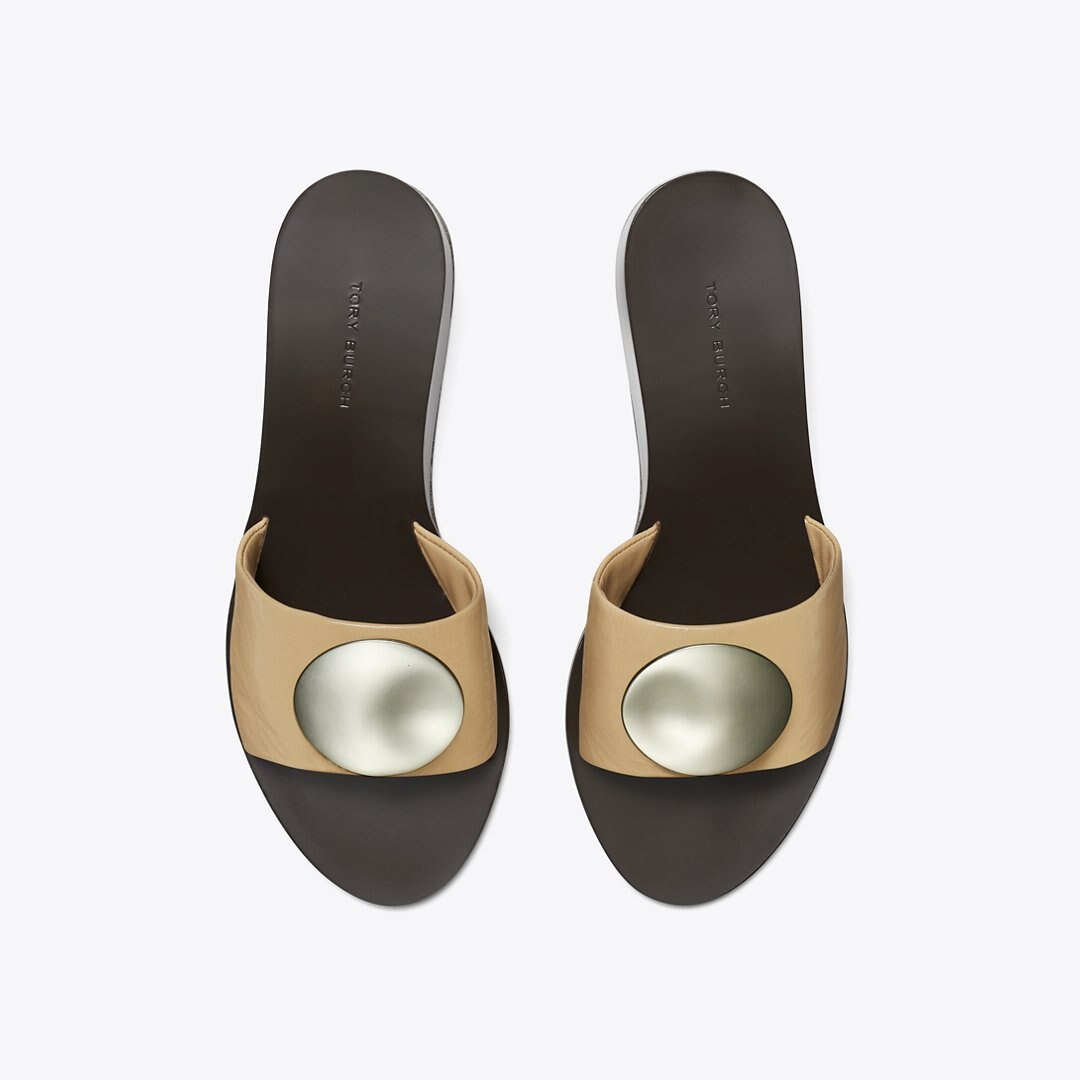 Tory Burch Patos Wedge Slide CHATEAU GRAY / SILVER