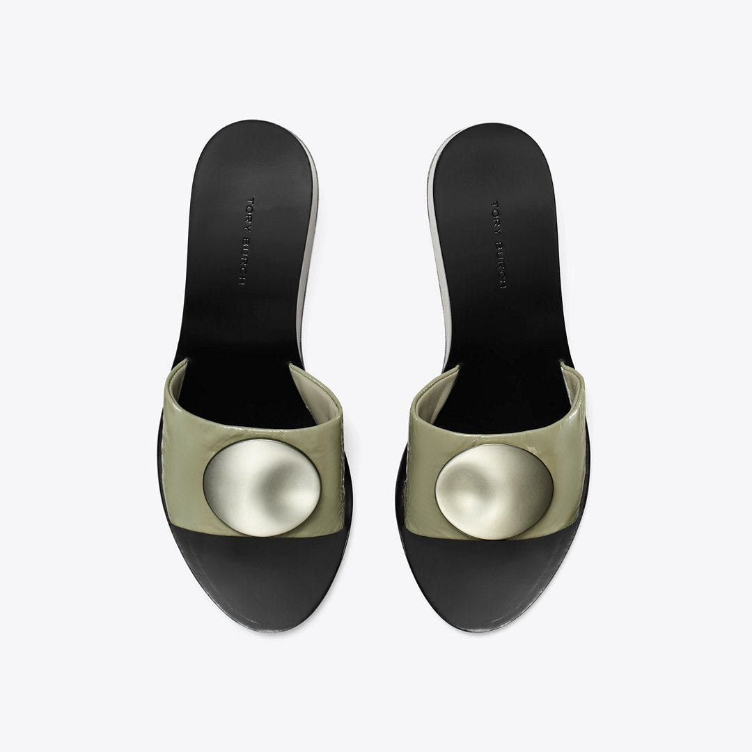 Tory Burch Patos Wedge Slide LIGHT JADE / SILVER